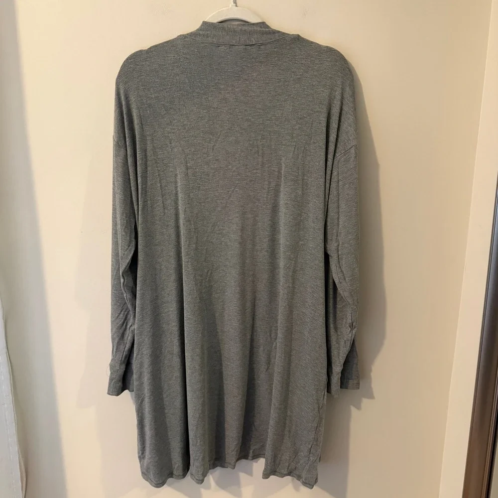 Skims Sleep Robe Heather Grey Ribbed Long Sleeve Open Front Cardigan Medium